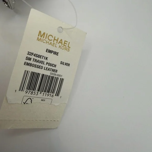 Michael Kors Empire Leather Silver Croc-Embossed Pouch Retail NWT ret $98 - Picture 4 of 6